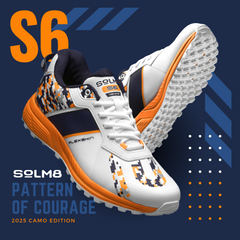 S6 Orange Navy Cricket Shoes - Fusion Gears