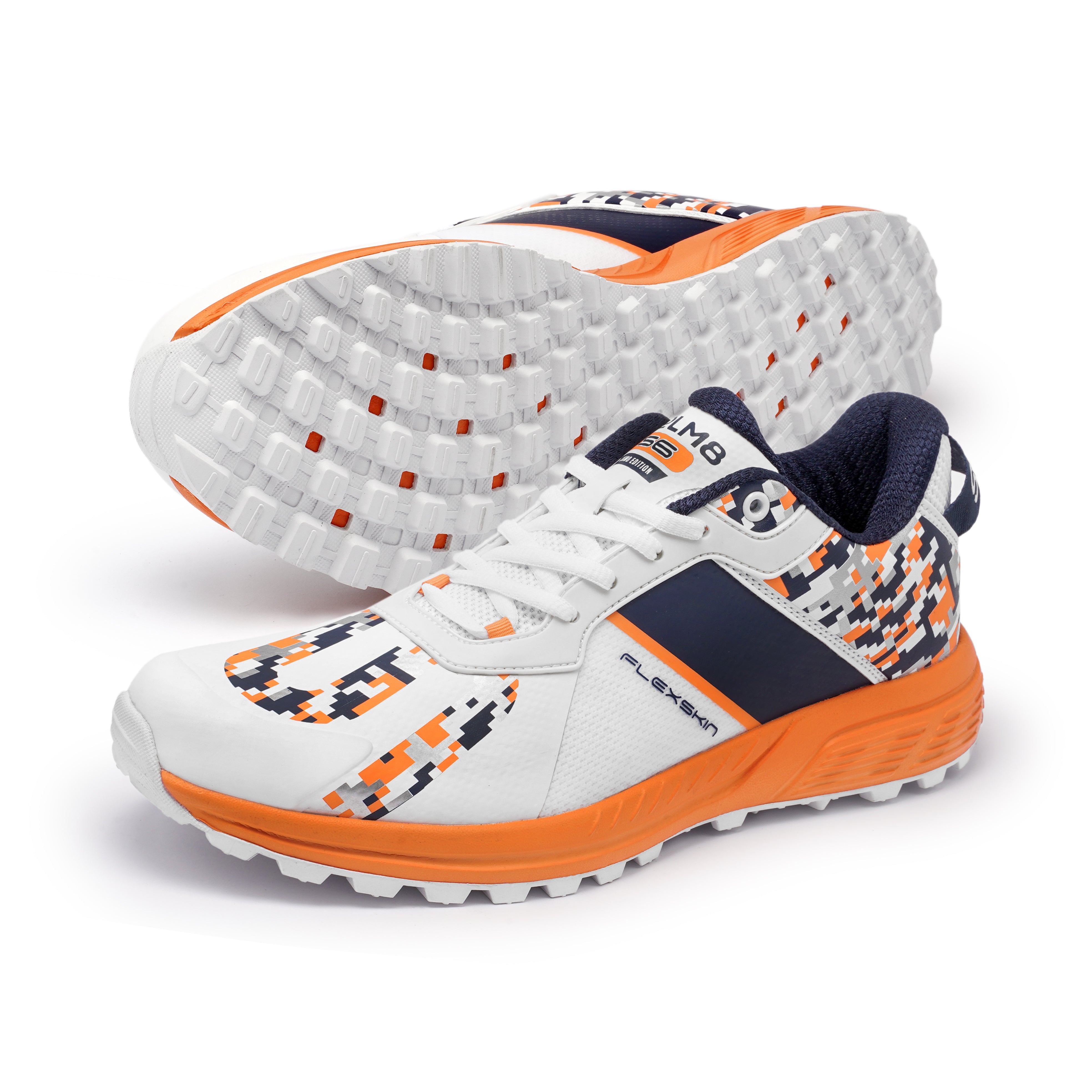 S6 Orange Navy Cricket Shoes - Fusion Gears