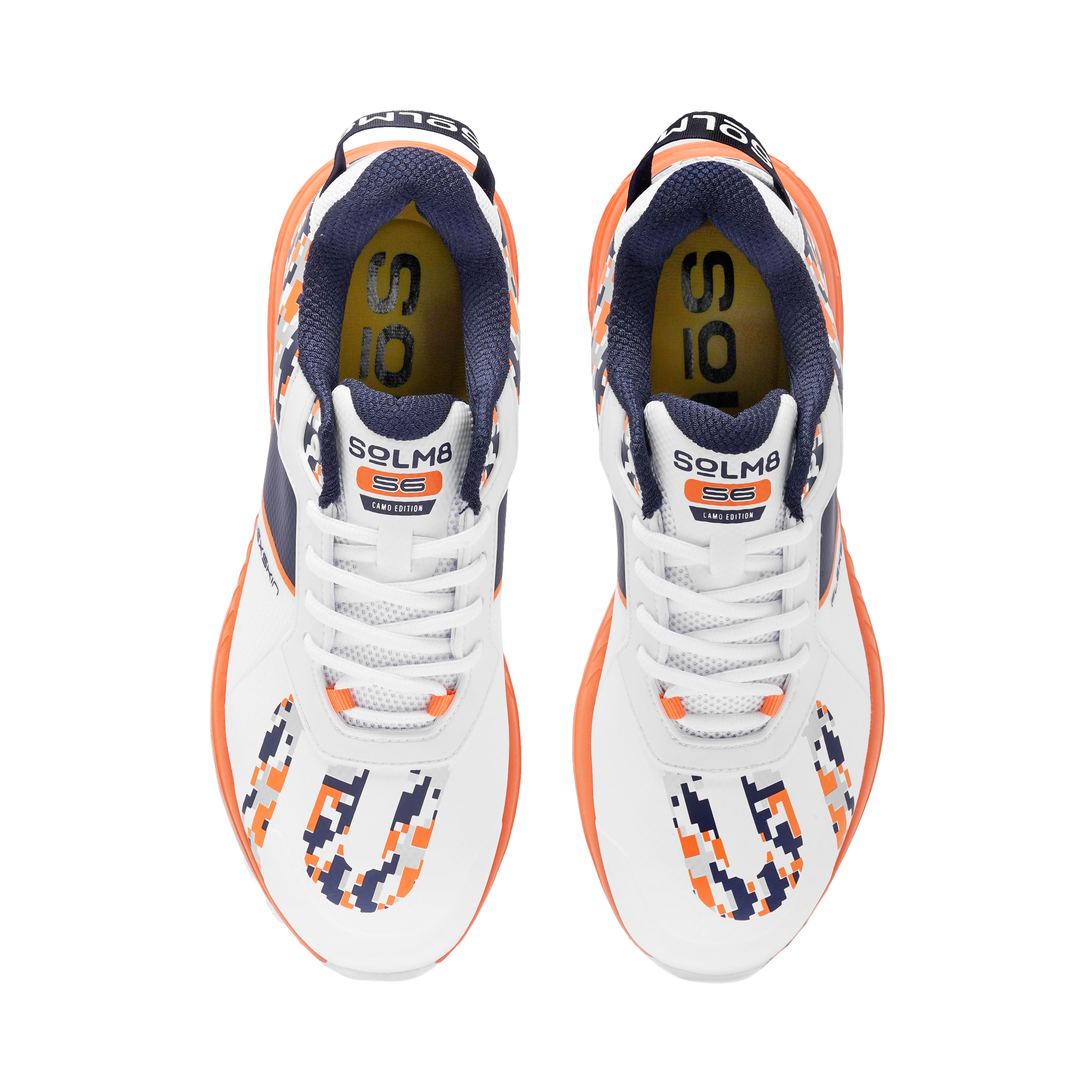 S6 Orange Navy Cricket Shoes - Fusion Gears